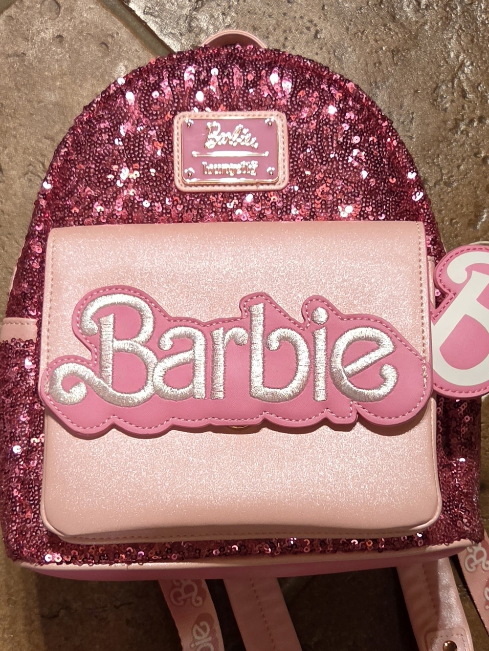 Loungefly Barbie 65th Anniversary Exclusive Sequin Logo Mini Backpack